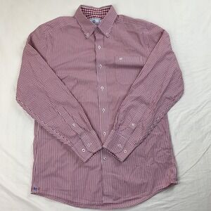 Southern Tide Shirt Size Medium Red/ White Button Down Stretch Long Sleeve Men